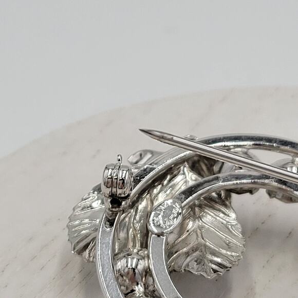 Sterling Silver Multi Color Rhinestone Wreath Brooch Pin Set Mother’s Day Gift - Picture 9 of 12